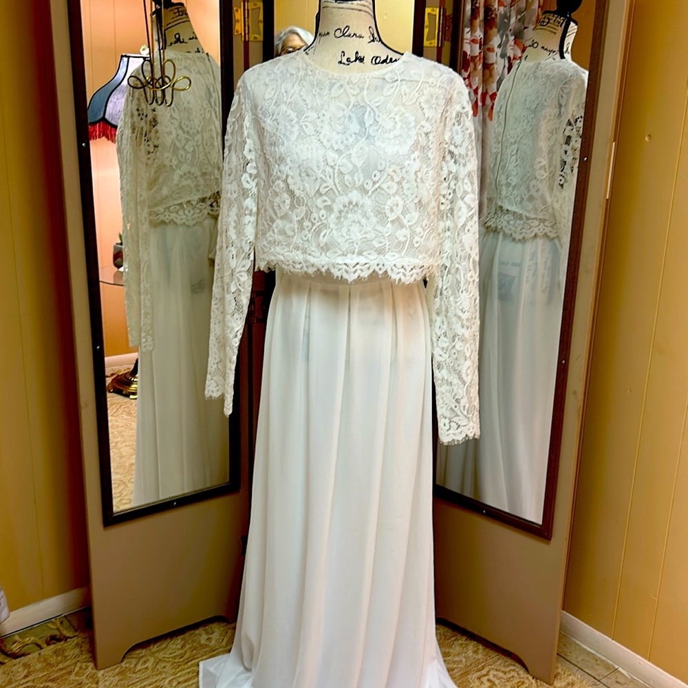 SHEIN 2 piece white wedding dress.